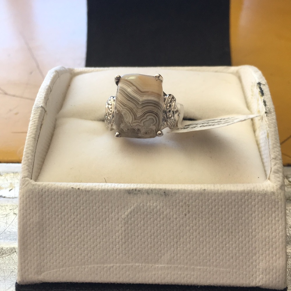 💜Red Lace Agate SS 925 Ring, Karis Collection💜